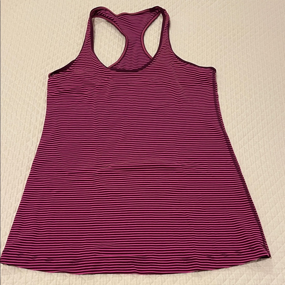 Lululemon Athletica Pink and Black Striped Tank Top